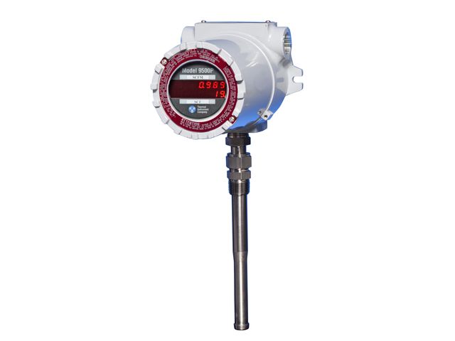 Insertion thermal mass flowmeter for gas or liquids