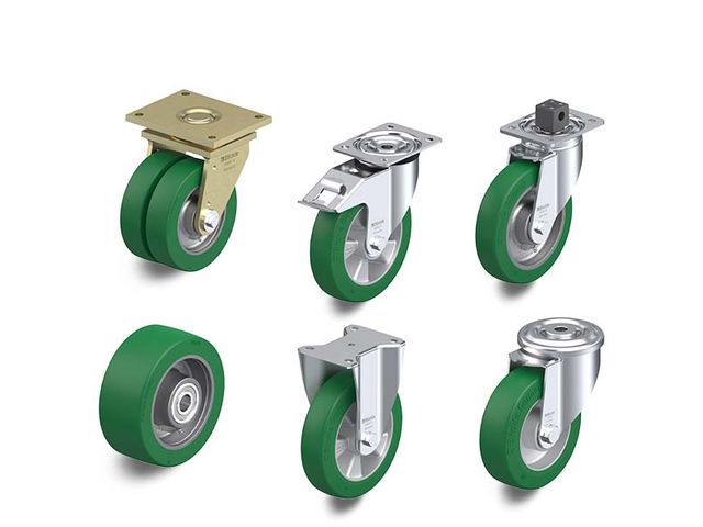 Wheels and castors with cast Blickle Softhane® polyurethane tread
