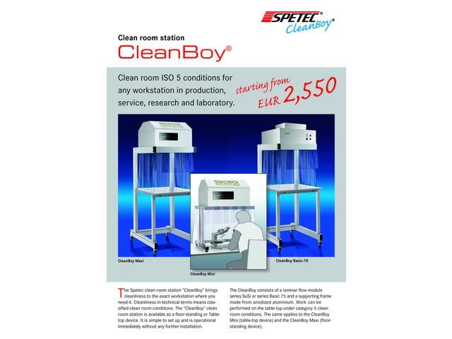 Mobile cleanroom workstation CleanBoy® Basic | Contact SPETEC GMBH