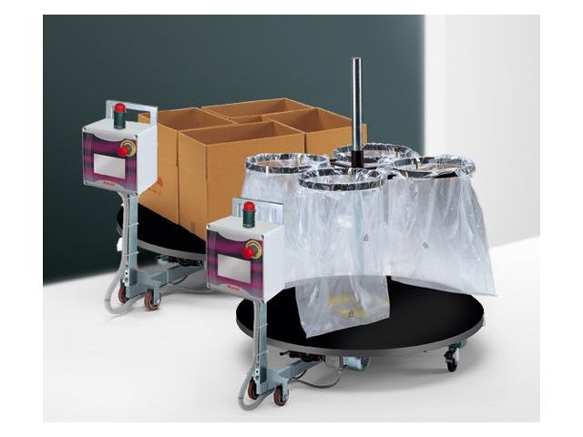 Turning table for loading bags and boxes | Contact DK TECHNOLOGIES