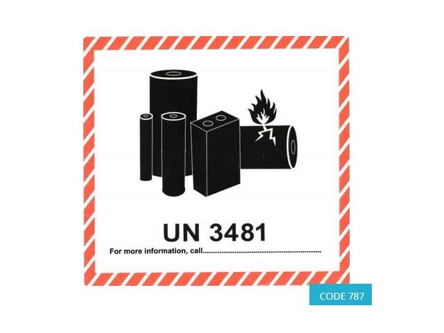 Lithium Battery Mark – UN 3481 (120 x 110mm) - CODE 787