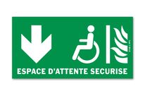 Secure waiting point below evacuation sign