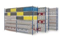 Painted shelving with FLIP tubular shelves | ManOrga