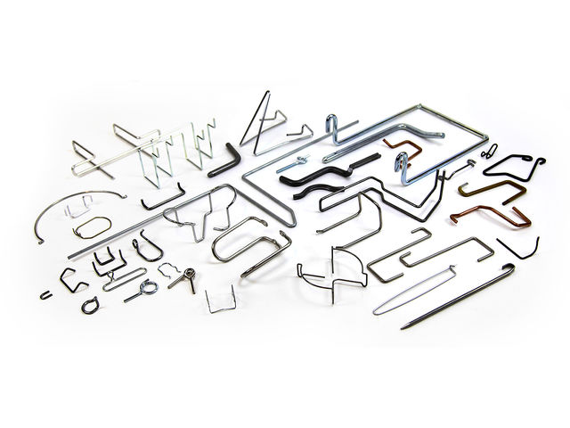 Parts in bent, arched, curved and shaped wire