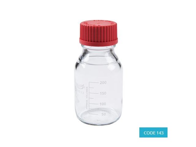 250ml ISO Reagent Bottle w/ 45mm RED Cap (180°C) - CODE 143