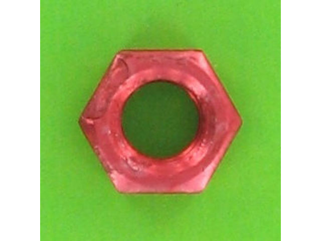 Nuts : Hex Nuts - Hex Nut, Hu, 0.8D - Hex Nut, Hu, Aluminium, DIN 934 - Blister pack of 5 Hex Nuts, P40 OA, Red