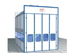 Pressurised painting booths with dry filtration