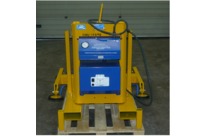 Lifting beams in custom-made suction cup for particle board.