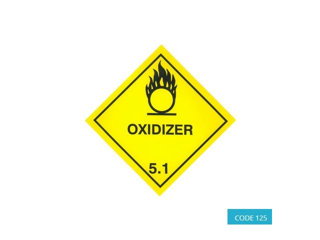 Class 5.1 (Oxidising Agent) Hazard Labels (100mm x 100mm) - CODE 125