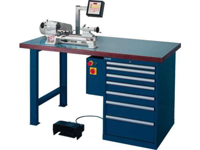 High precision lathe 70-CF-W-12 mounted on bench