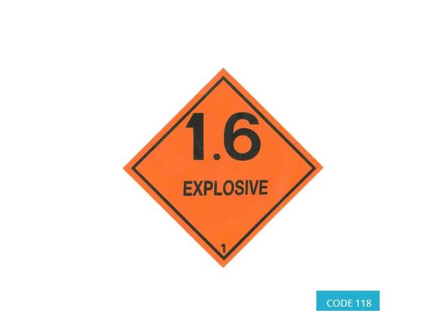 Class 1 (Explosives) Hazard Labels (250mm x 250mm) - CODE 118