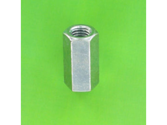Nuts : Hex Nuts - Hex Coupling Nut, 3D" - Coupling Nut, 3D, White Zinc Steel DIN 6334
