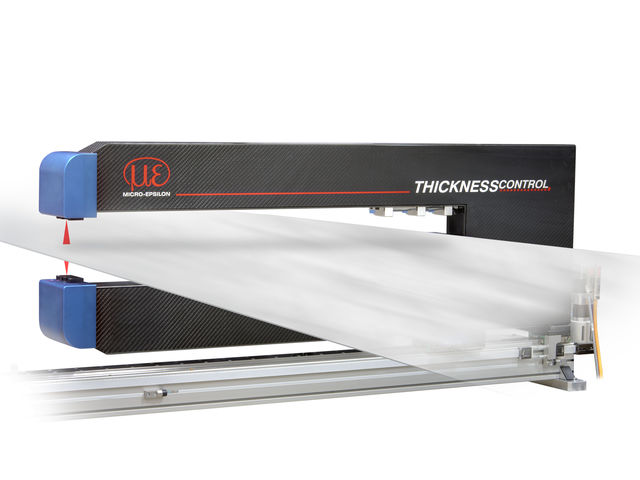 Non-contact measurement of thickness and width of coils - Industrial CFC thickness measurement system