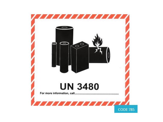 Lithium Battery Mark – UN 3480 (120 x 110mm) - CODE 785