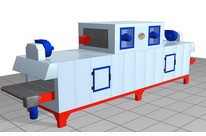 Oven with span conveyor