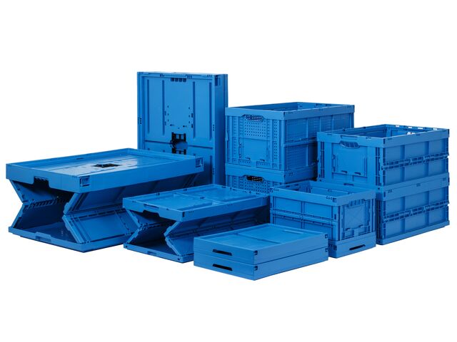 Folding box with attached lid on the long side: Falter 6432 NG DL blue