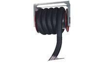 Spring hose reels for the extraction of automobile exhaust gases