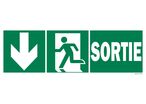 Exit sign + picto + down arrow on both sides