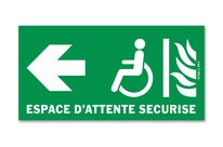 Secure waiting point on the left evacuation sign