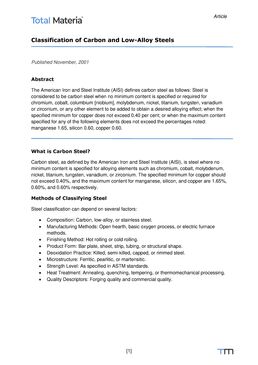 Classification of Carbon and Low-Alloy Steels