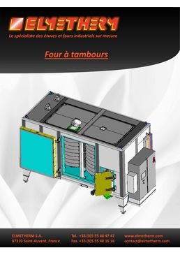 Continuous oven with rotary drums conveyor