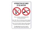 Panneau interdiction de fumer et vapoter - décret