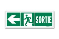 Exit +towards left door photoluminescent picto evacuation sign