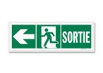 Exit +towards left door photoluminescent picto evacuation sign