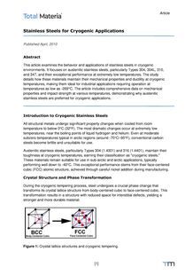 Behavior and applications of stainless steels in cryogenic environments