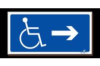 Picto of disabled person+right arrow signpost