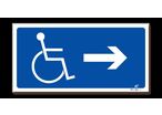 Picto of disabled person+right arrow signpost