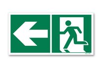 Towards left door photoluminescent picto evacuation sign