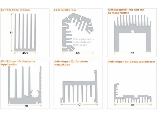 Heat sinks Special profiles according to customer requirements