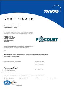 Certification ISO9001:2015 FOCQUET