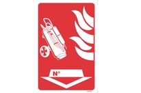 Wheeled fire extinguisher/arrow sign - flag