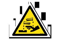 Corrosive materials sign with picture