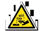 Corrosive materials sign with picture