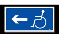 Picto of disabled person+left arrow signpost