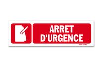 Emergency stop warning sign with picture