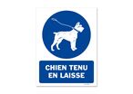 Leashed dog sign + picto - Blue background