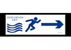 Flood evacuation sign exit on the right