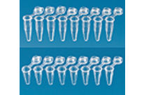 Strips of 8 PCR tubes with attached individual caps, PP, autoclavable