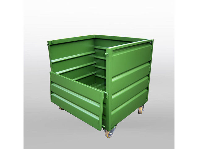 Metal box with half open door