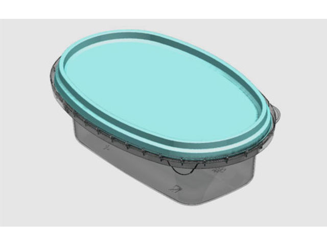 Oval injected plastic box with a tamper evident closure for fresh cheese, butter, sauce, soft margarine, meat, pate, deli… 