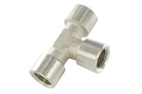 T equal, female cylindrical nickel-plated brass