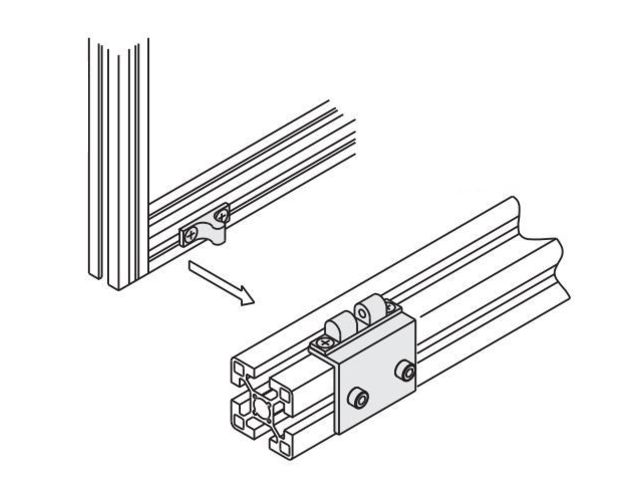 Catch for aluminium profile 10mm slot + fixings