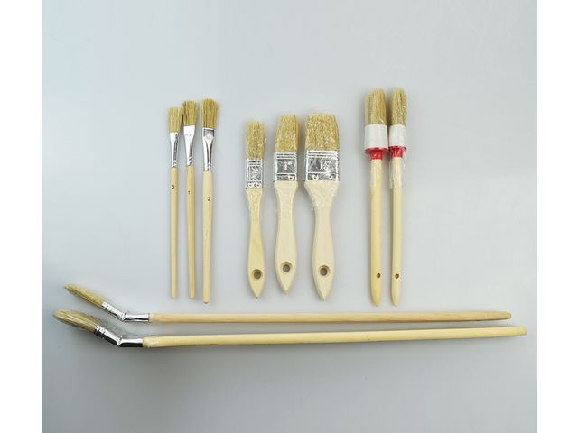 Paintbrush Set - 10 Pieces - flat brush, artist brush, radiator, round