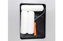 Paint roller Set - 5 Pieces - 3x230 mm roller cover, 1x230 mm roller frame, 1x230 mm plastic tray