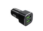 Car charger with two USB QC 3.0 connectors - 12-24V - Black