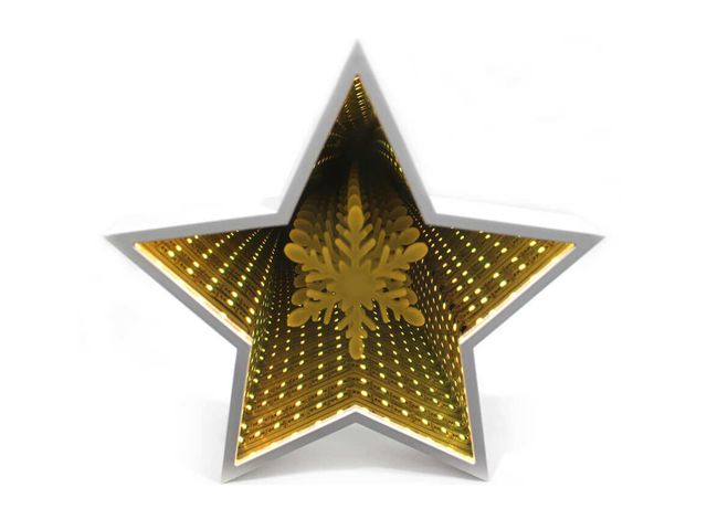 LED star-shaped infinity-effect mirror